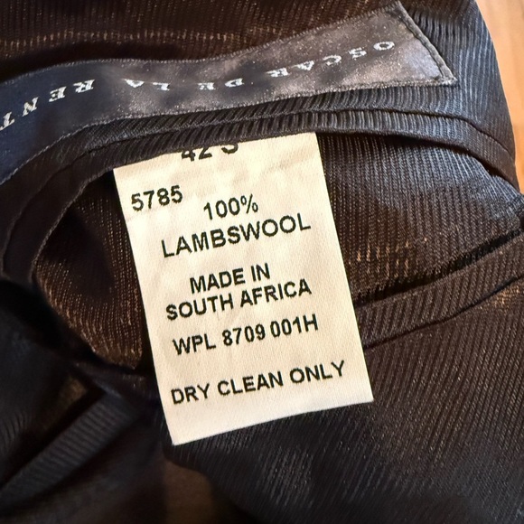 Oscar De La Renta 100% Lambswool Blazer Classic Dark Brown Chevron Men’s Sz 42S - Picture 9 of 13